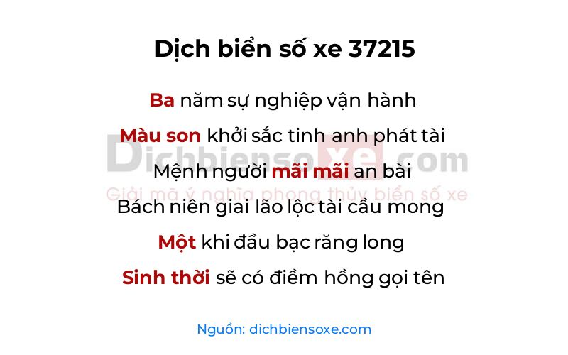 Dịch thơ biển số 37215