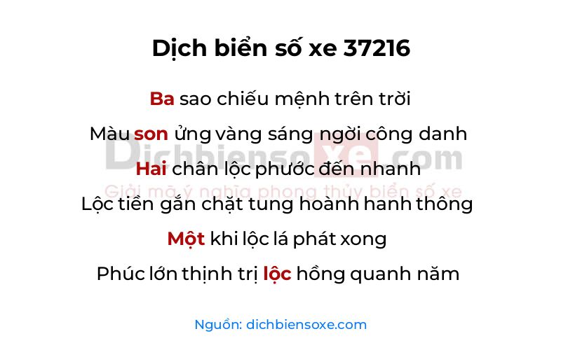 Dịch thơ biển số 37216