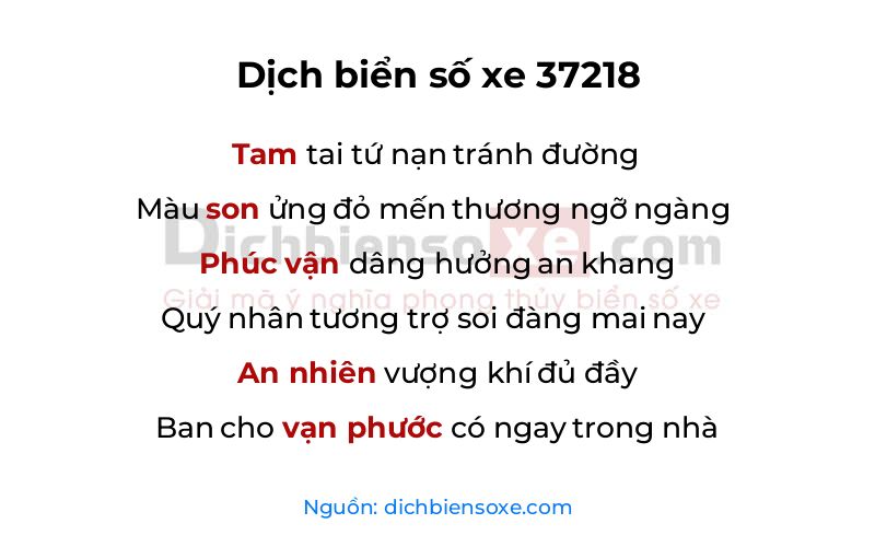 Dịch thơ biển số 37218