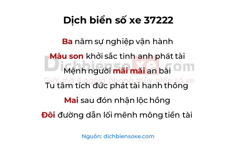 Dịch thơ biển số 37222