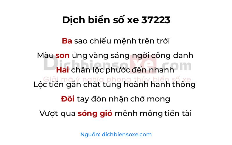 Dịch thơ biển số 37223