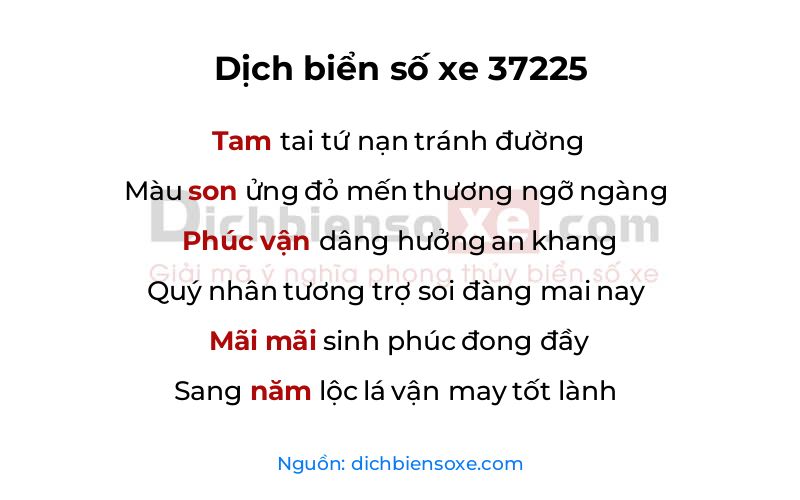 Dịch thơ biển số 37225