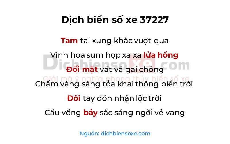 Dịch thơ biển số 37227