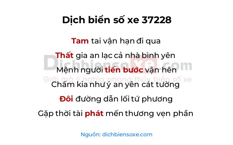 Dịch thơ biển số 37228