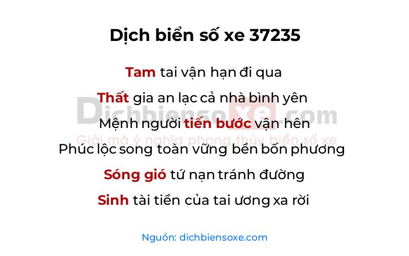 Dịch thơ biển số 37235