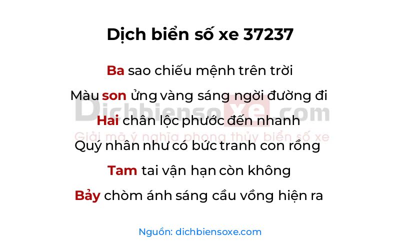 Dịch thơ biển số 37237