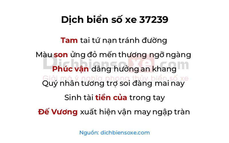 Dịch thơ biển số 37239
