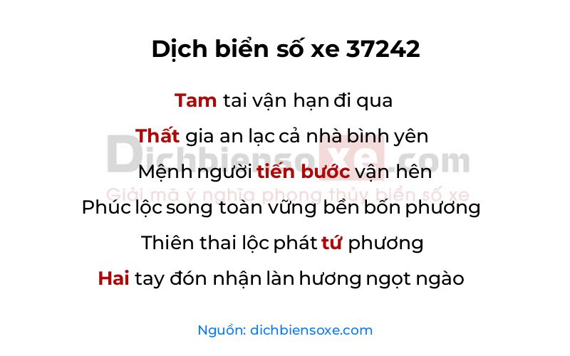 Dịch thơ biển số 37242