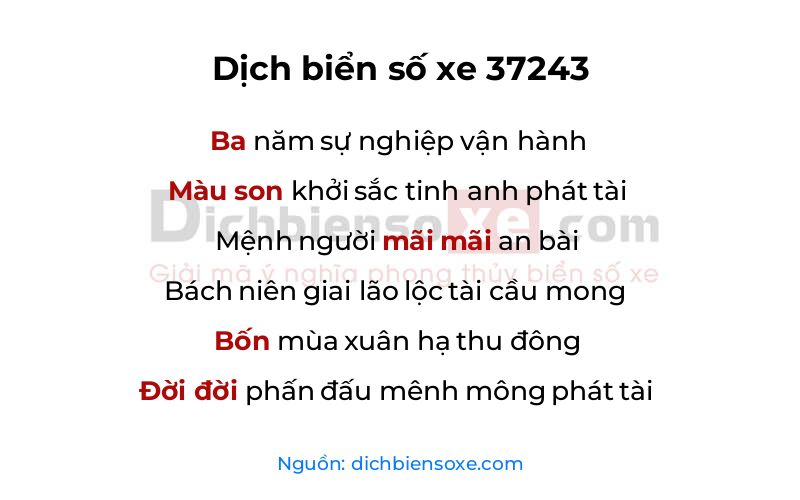 Dịch thơ biển số 37243