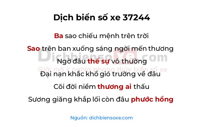 Dịch thơ biển số 37244