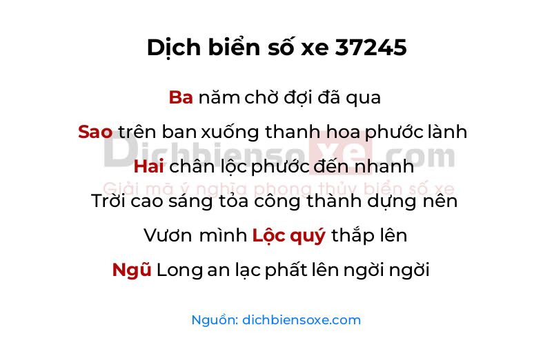 Dịch thơ biển số 37245