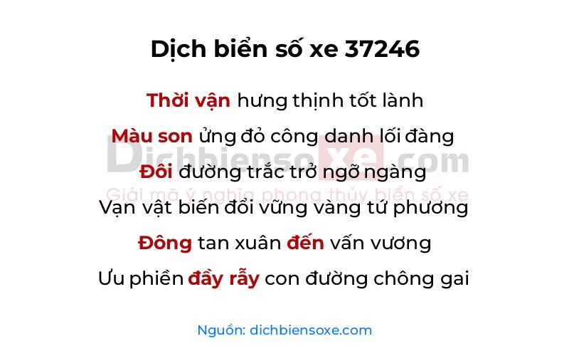 Dịch thơ biển số 37246
