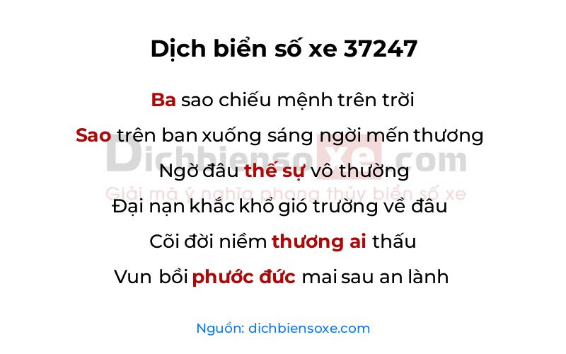 Dịch thơ biển số 37247