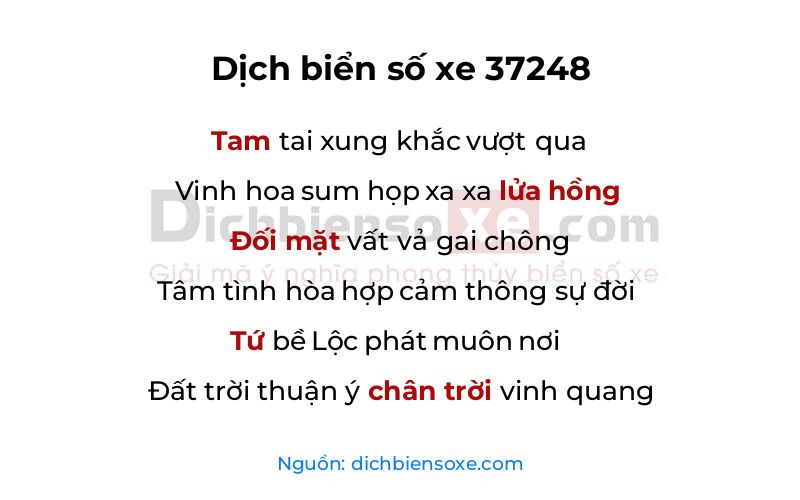 Dịch thơ biển số 37248