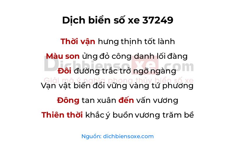 Dịch thơ biển số 37249