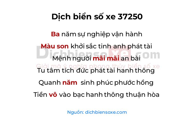 Dịch thơ biển số 37250