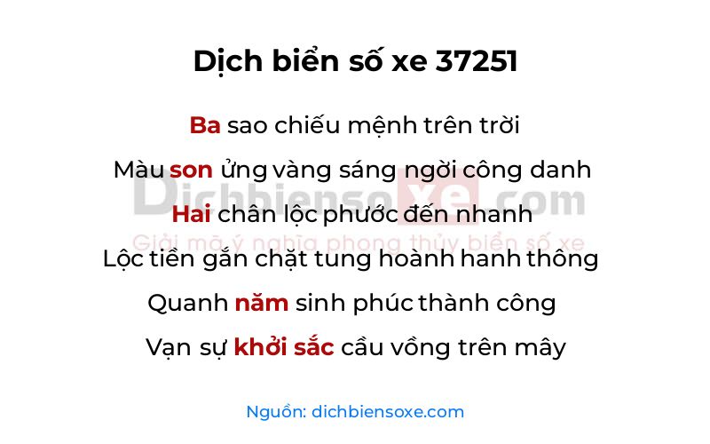 Dịch thơ biển số 37251