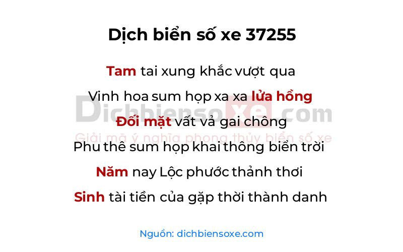 Dịch thơ biển số 37255