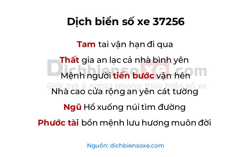 Dịch thơ biển số 37256