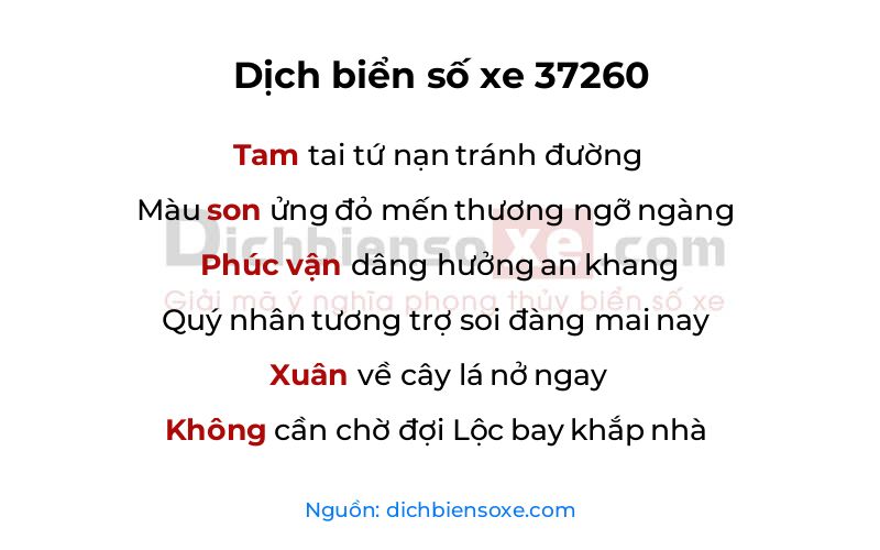 Dịch thơ biển số 37260