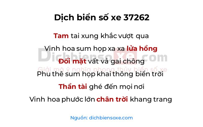 Dịch thơ biển số 37262