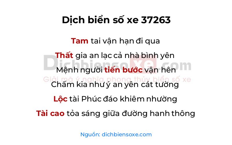 Dịch thơ biển số 37263