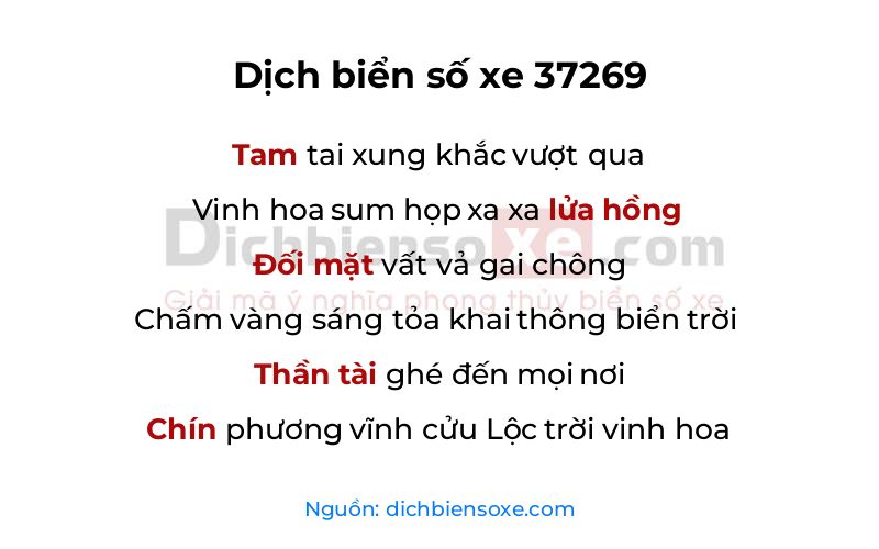 Dịch thơ biển số 37269