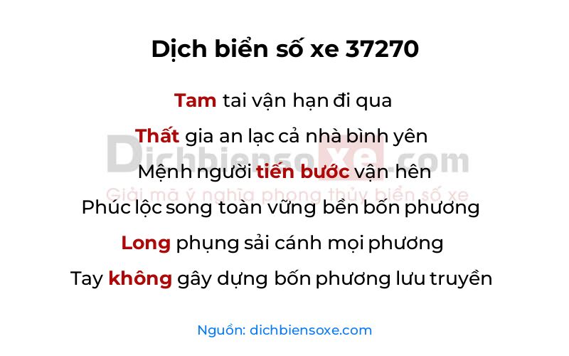 Dịch thơ biển số 37270