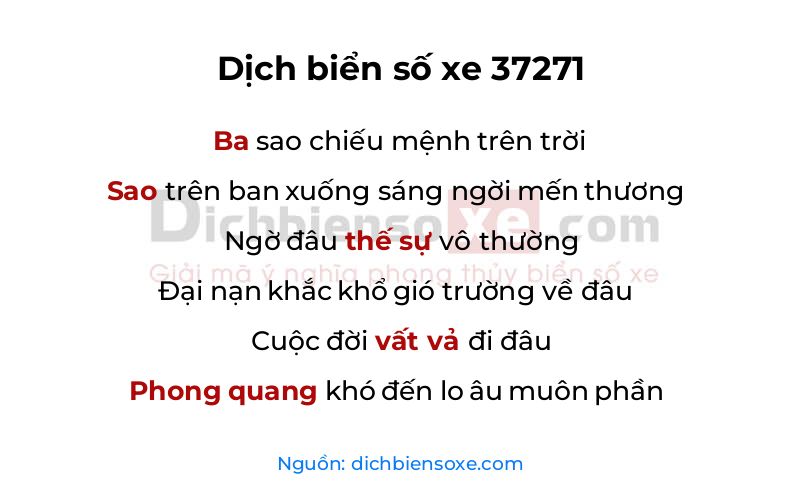 Dịch thơ biển số 37271