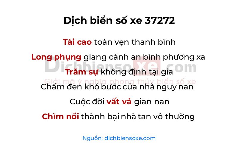 Dịch thơ biển số 37272