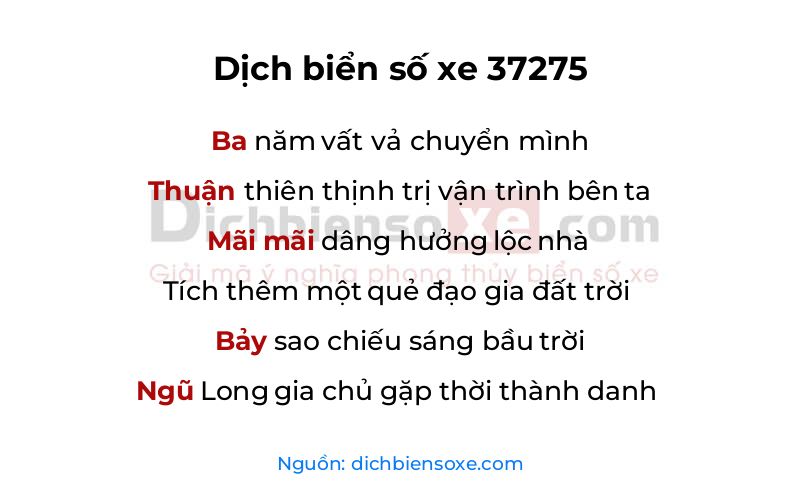 Dịch thơ biển số 37275