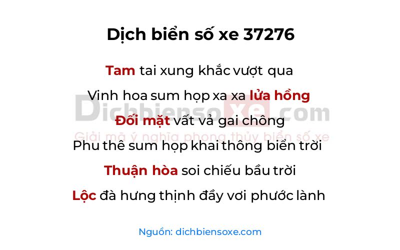 Dịch thơ biển số 37276