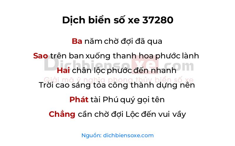 Dịch thơ biển số 37280