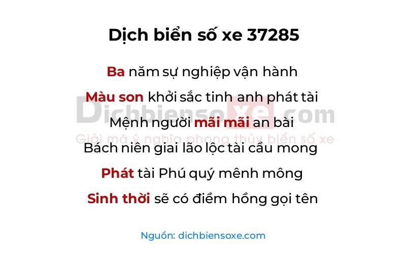 Dịch thơ biển số 37285
