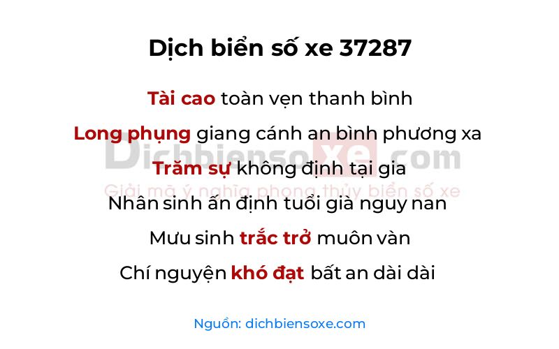 Dịch thơ biển số 37287
