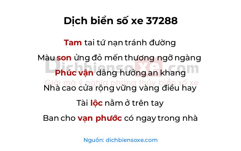 Dịch thơ biển số 37288