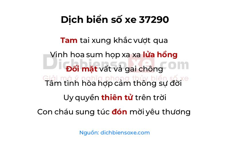 Dịch thơ biển số 37290