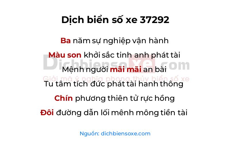 Dịch thơ biển số 37292