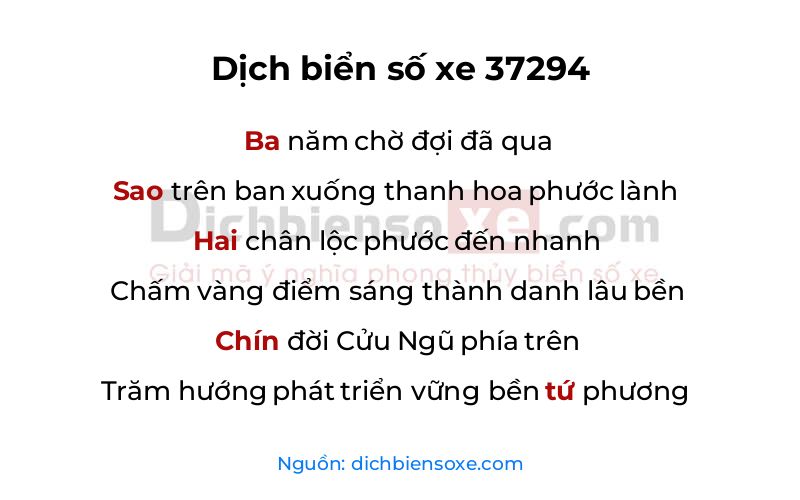 Dịch thơ biển số 37294