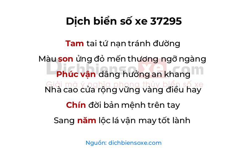 Dịch thơ biển số 37295
