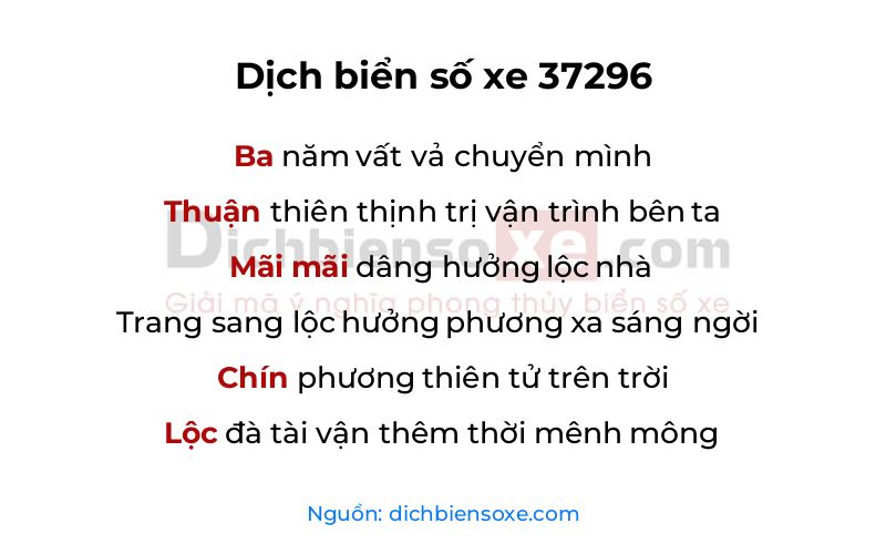Dịch thơ biển số 37296