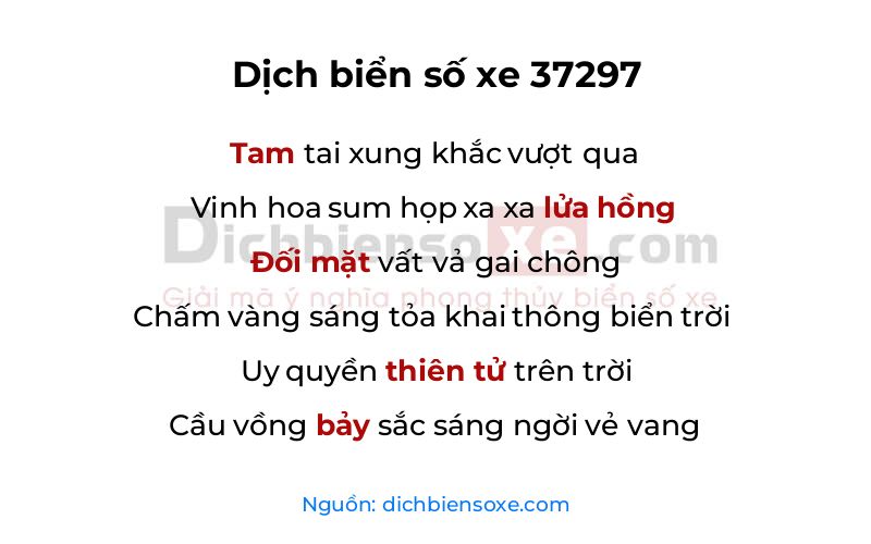 Dịch thơ biển số 37297
