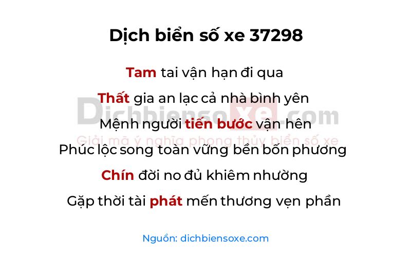 Dịch thơ biển số 37298