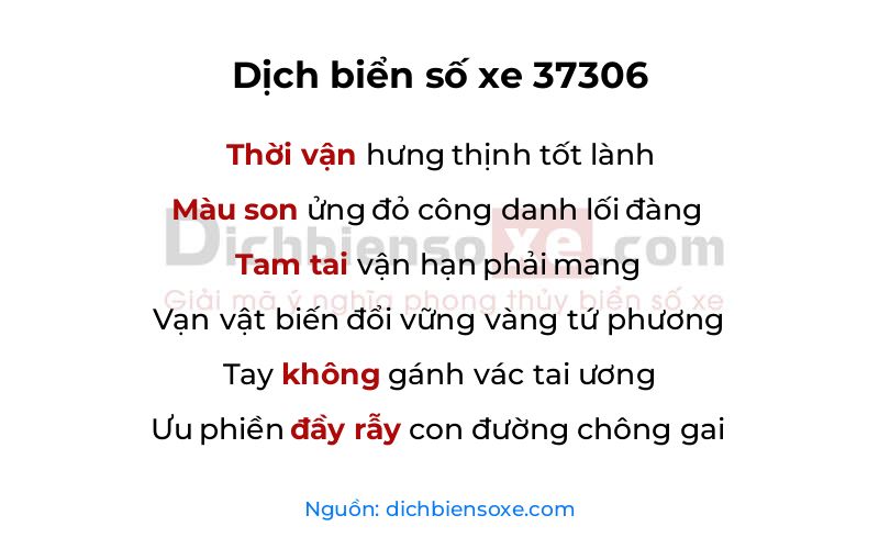 Dịch thơ biển số 37306