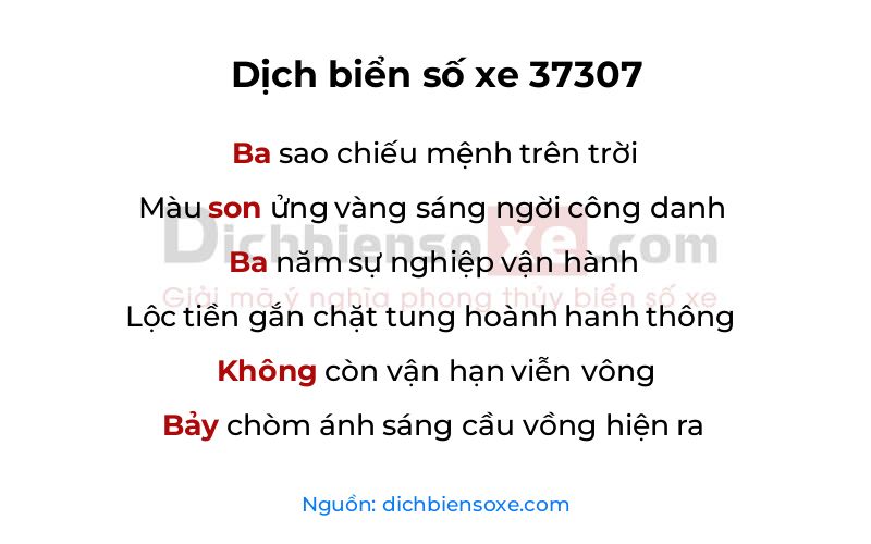 Dịch thơ biển số 37307