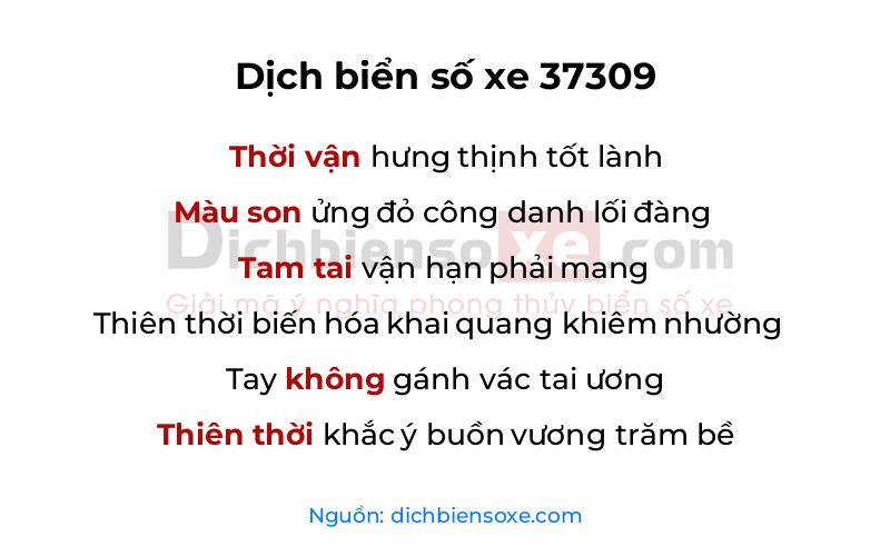 Dịch thơ biển số 37309
