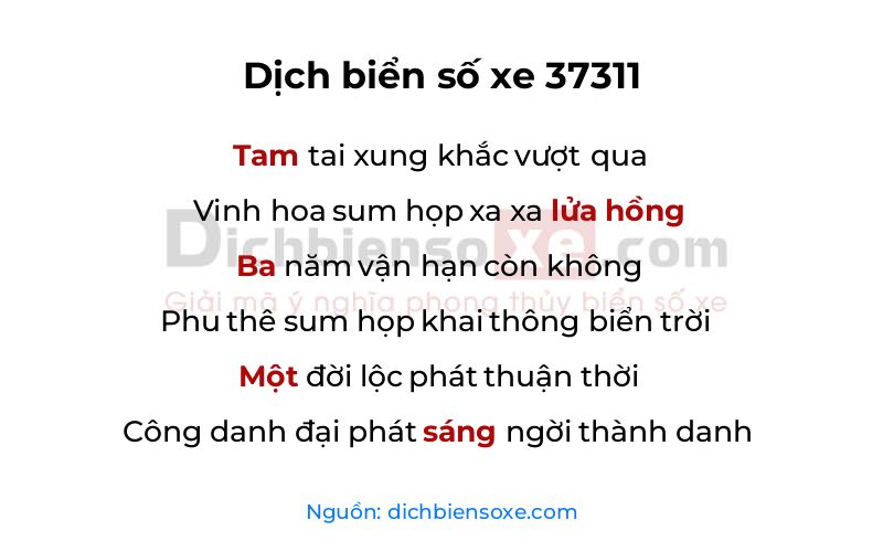 Dịch thơ biển số 37311