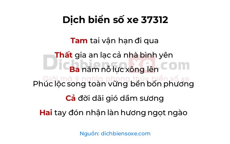 Dịch thơ biển số 37312