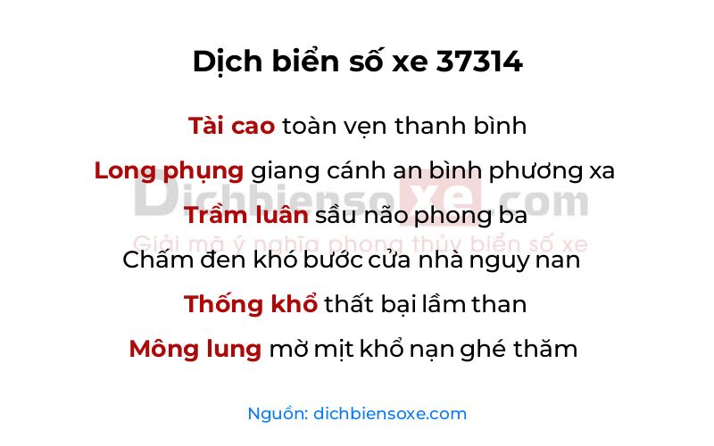 Dịch thơ biển số 37314