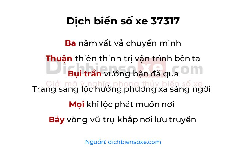 Dịch thơ biển số 37317